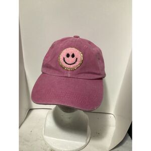 women's pink smilie face adj. cap